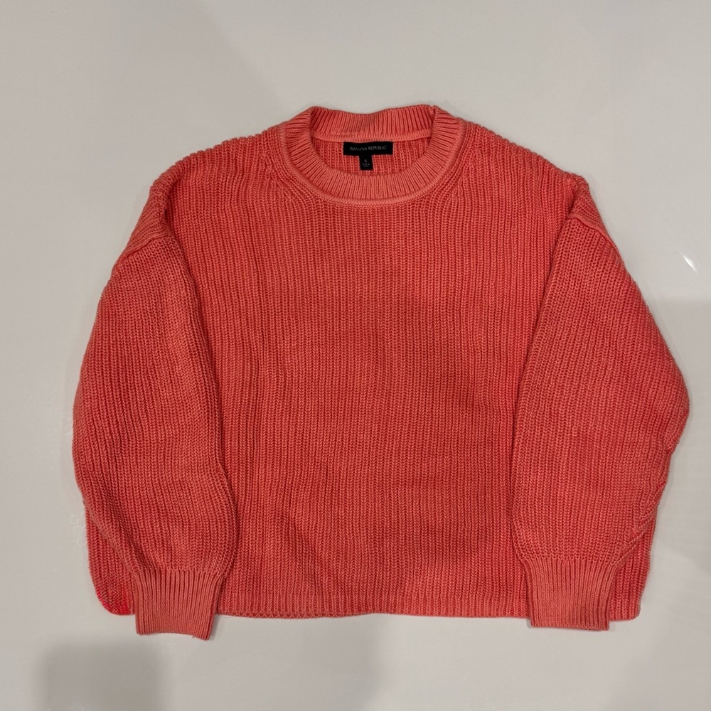 Banana Republic Women's Vibrant Coral Crew Neck Sweater